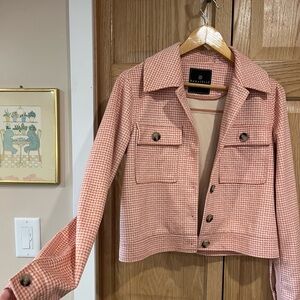 Bagatelle Pink Cropped Blazer with Textured Fabric